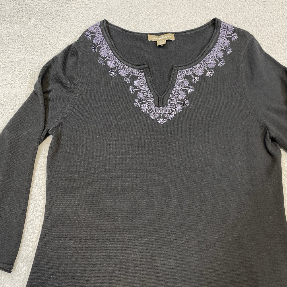 Tommy Bahama Sweater Dress Women's Medium Pickford Embellished Black Beaded